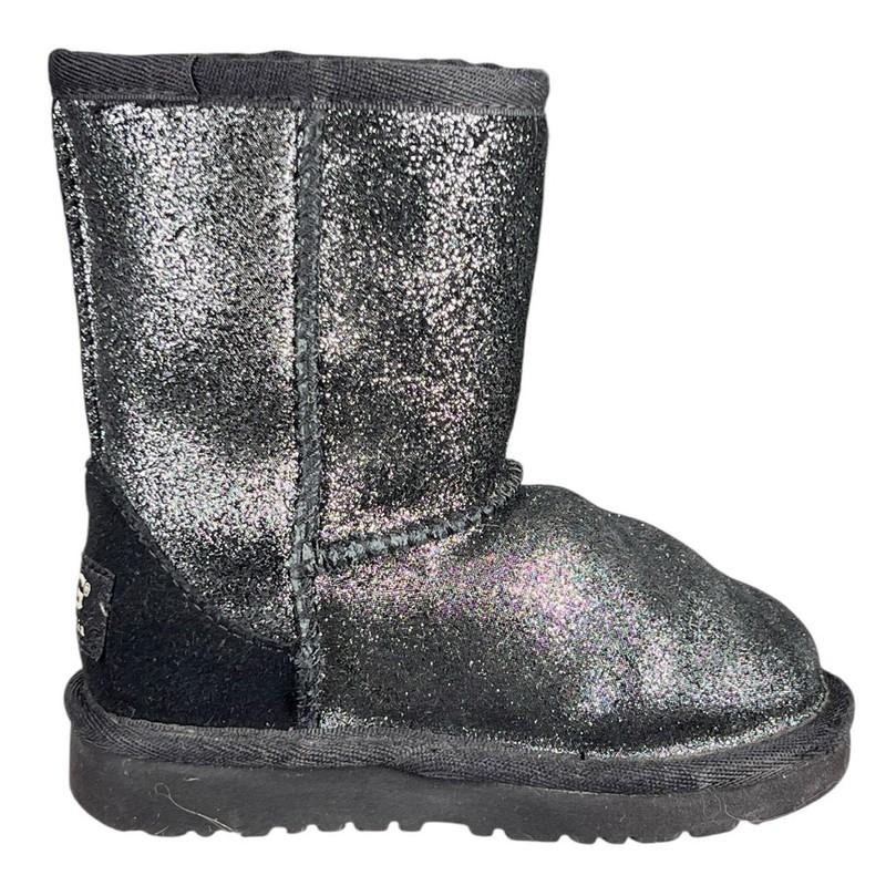 UGG Kids Classic Metallic Black Glitter Winter Snow Boot Size US 6