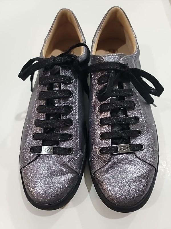 UGG Milo Glitter Shoes Sneakers Grey Metallic Casual Womens Size 12