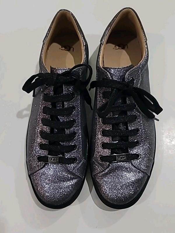 UGG Milo Glitter Shoes Sneakers Grey Metallic Casual Womens Size 12