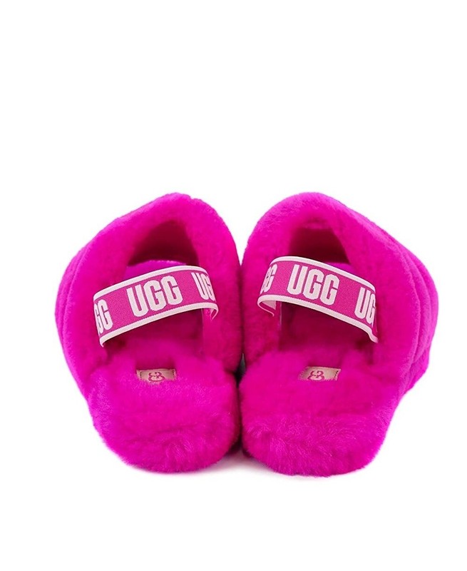 UGG Rock Rose Fluff Yeah Slide Sheepskin Sandals Youth 6 Fits Women US 8