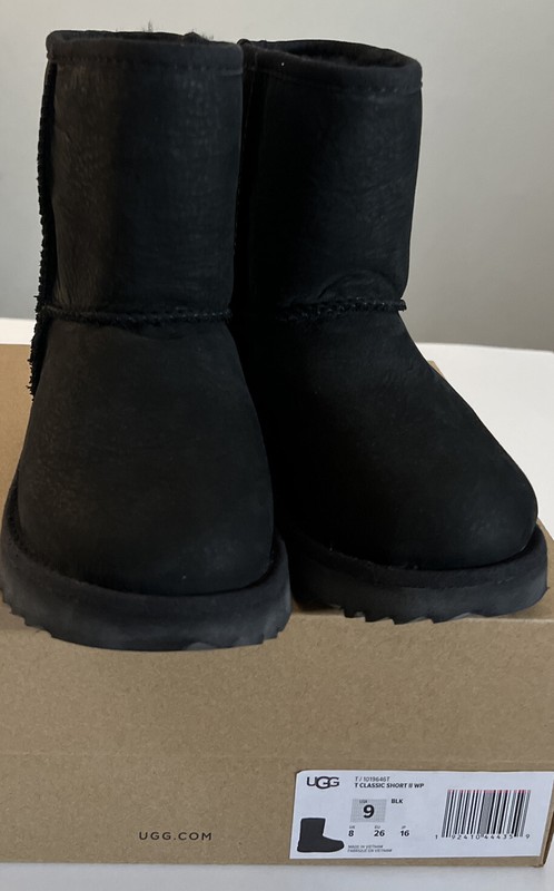 UGG TODDLER CLASSIC WEATHER SHORT BLACK WATERPROOF SIZE 9 BOOTS/ 1019646T NEW