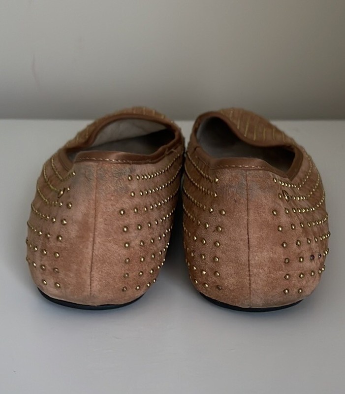 UGG Women's Alloway Brow Suede Studded Sheepskin Lined Ballet Flats Shoes US 7.5