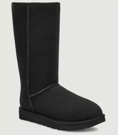 UGG Women’s Classic Tall II Boots Black Suede Sheepskin AUTHENTIC -NEW W/ Box