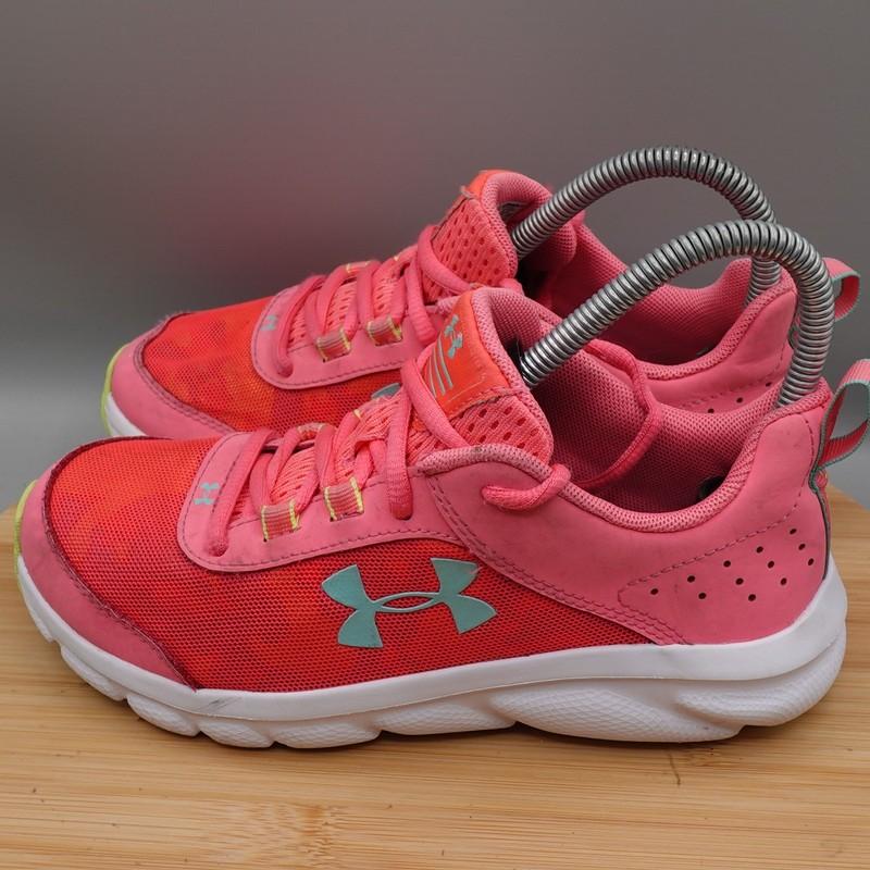 Under Armour 4Y Girls Pink & Coral Red Running Shoes 3022100 602 Flaws
