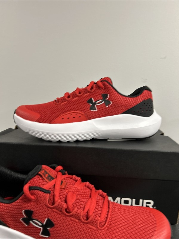 Under Armour Boys Surge 4 AC Red Running Shoes Sneakers GS Sizes (3027103-600)