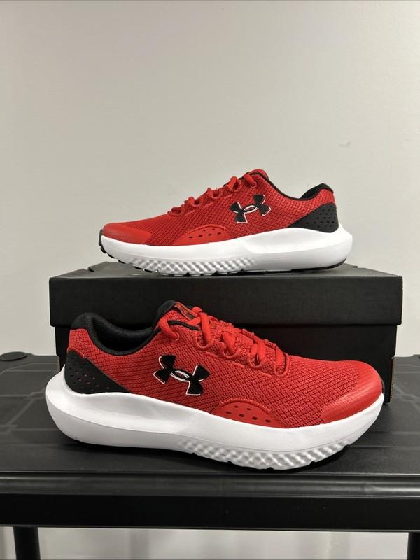 Under Armour Boys Surge 4 AC Red Running Shoes Sneakers GS Sizes (3027103-600)