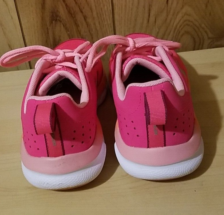UNDER ARMOUR GGS ASSERT GIRL'S SIZE 5Y PINK ORANGE RUNNING SHOE PRE-OWNED VGC
