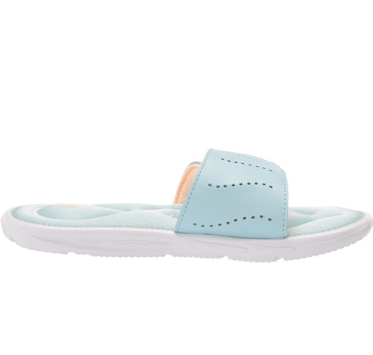 Under Armour Girls Ignite IX SL Slide Sandal White/Breeze 3 Little Kid Teal