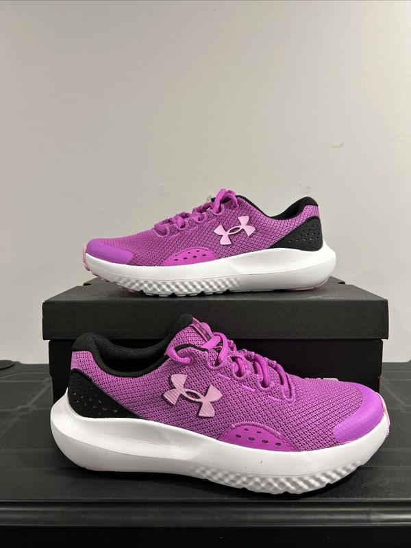 Under Armour Girls Sneaker GS Size 5Y GGS Surge 4 Purple/black/ White