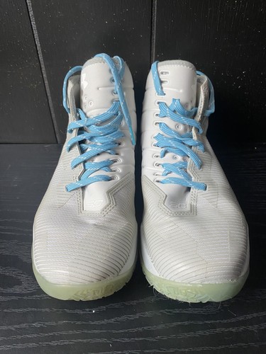 Under Armour Kids 4.5y White Blue Basketball Shoes