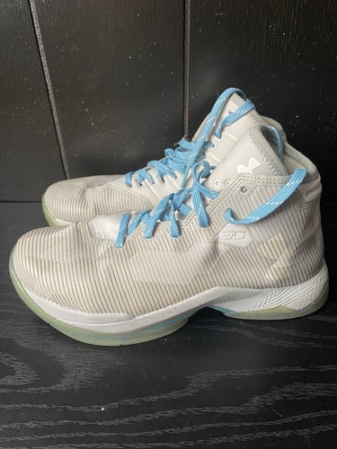 Under Armour Kids 4.5y White Blue Basketball Shoes