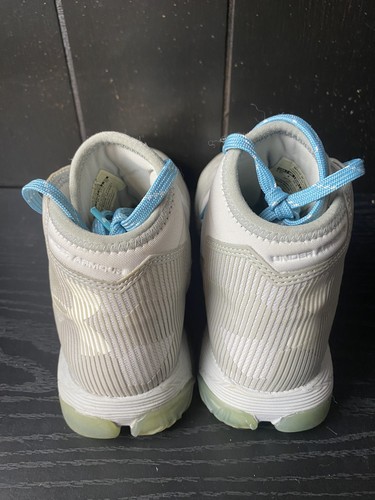 Under Armour Kids 4.5y White Blue Basketball Shoes