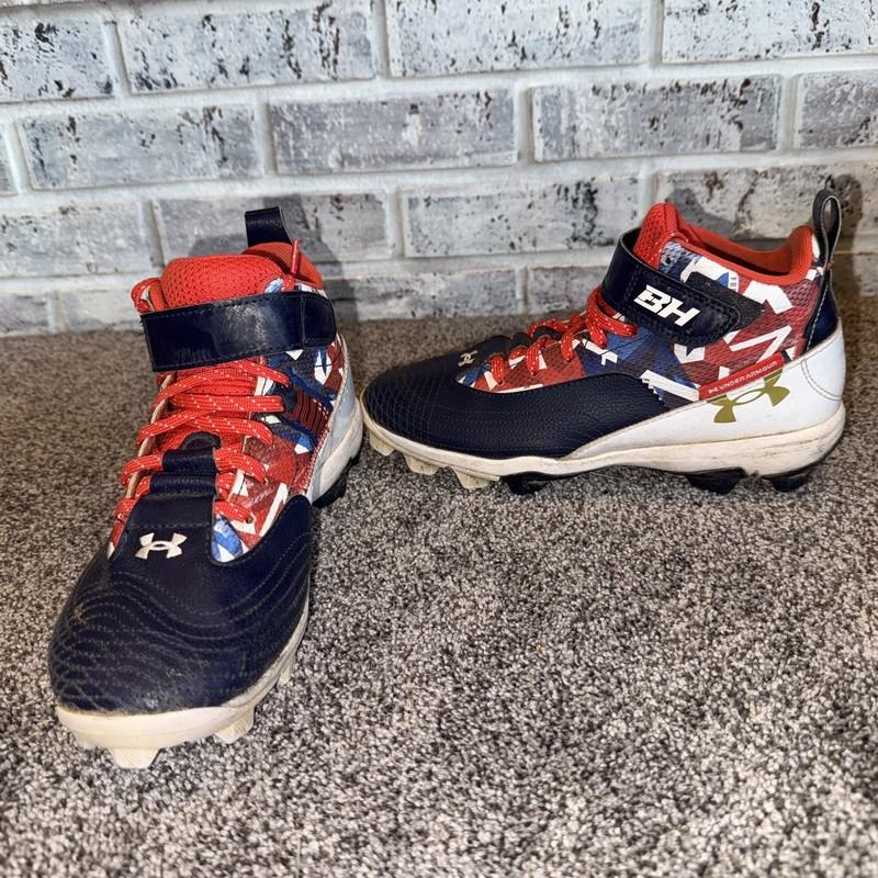Under Armour KIDS Harper 7 Mid USA Baseball Shoes Youth Size 5Y Brand Pre Owned