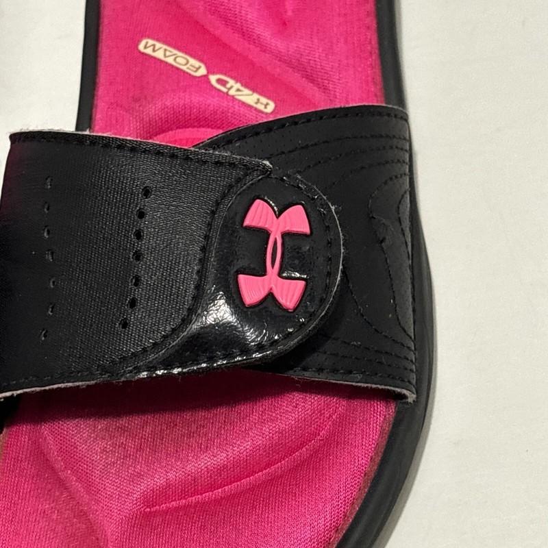 Under Armour Pink & Black Slide Sandals Youth 4Y