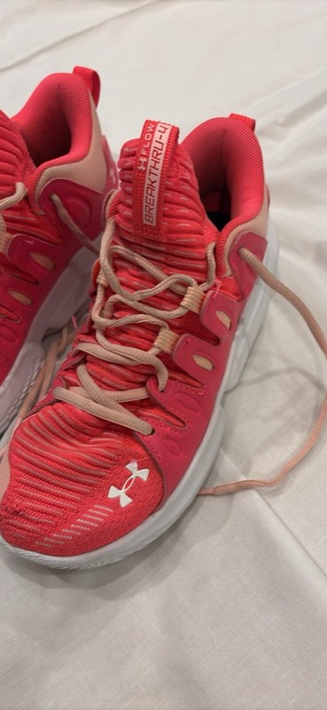 Under Armour Pink & White Break Thru Flow Running Shoes Size 7