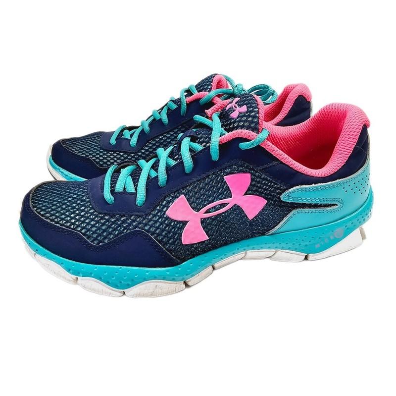 Under Armour Sneakers Girls 5Y Blue Pink Athletic Running Shoe Casual Activewear