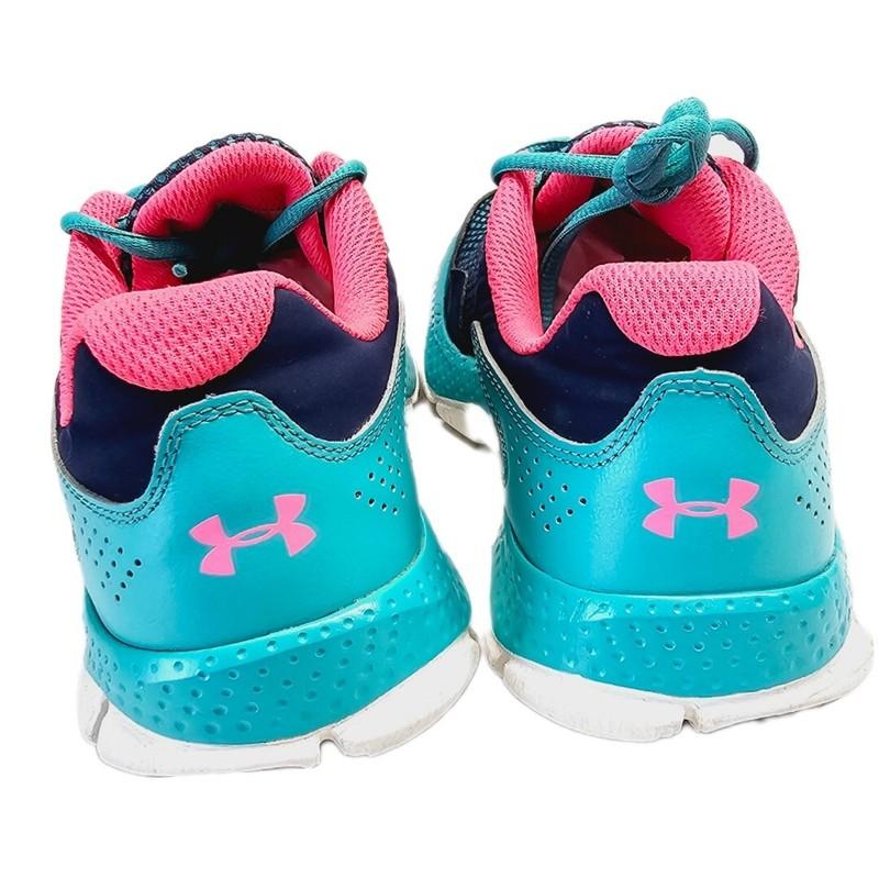 Under Armour Sneakers Girls 5Y Blue Pink Athletic Running Shoe Casual Activewear