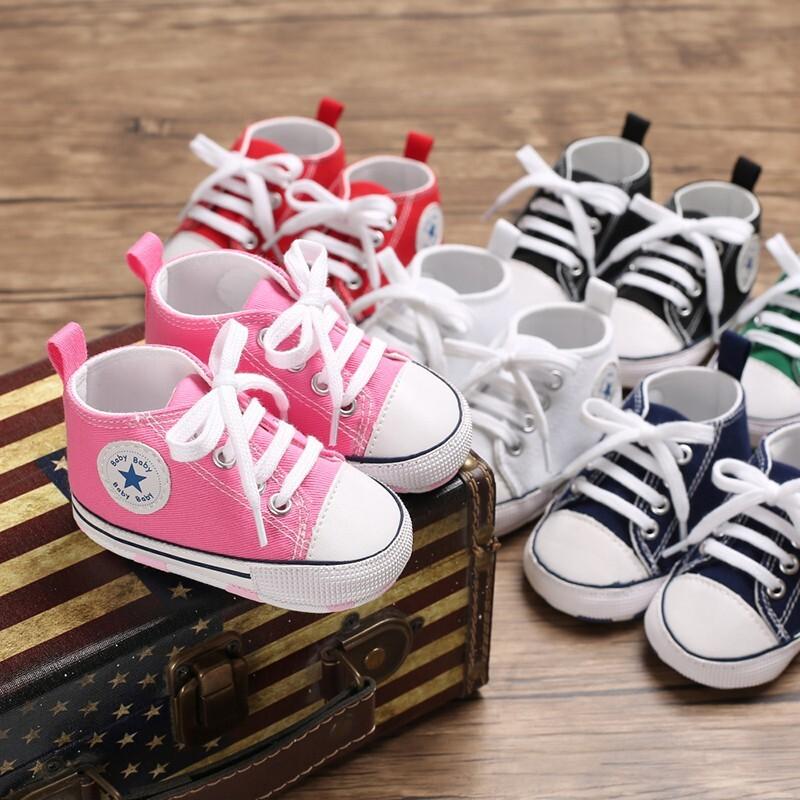 Unisex Baby Boys Girls High Top Sneaker Soft Anti-Slip Sole Newborn Infant First