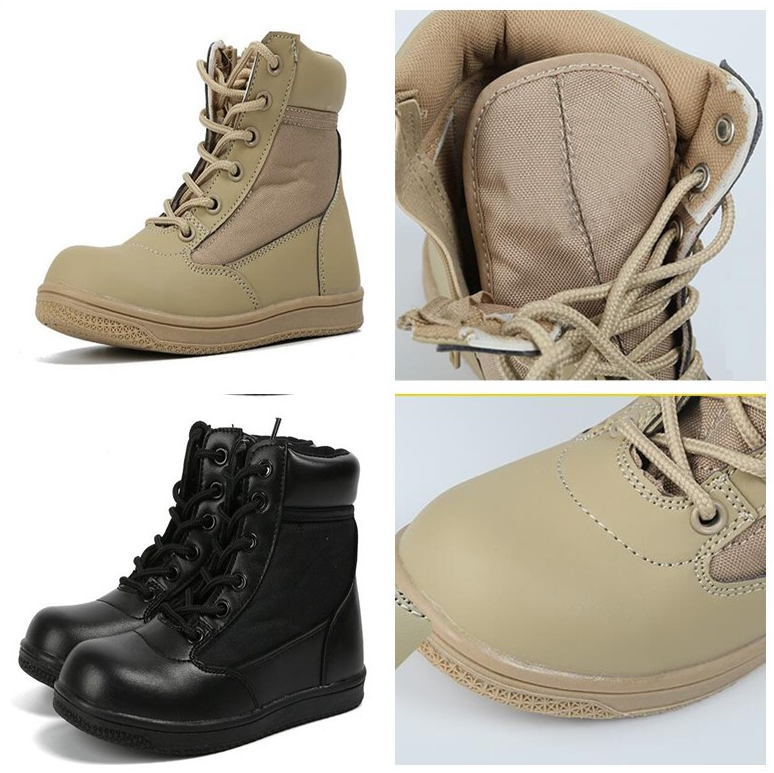 Unisex Kid US Army Tactical Combat Boots Boys Girl Military Outdoor Zipper Shoes
