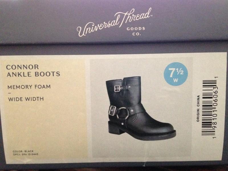 Universal Thread Womens Connor Side Zip Harness Buckle Ankle Boots Black 7.5 W