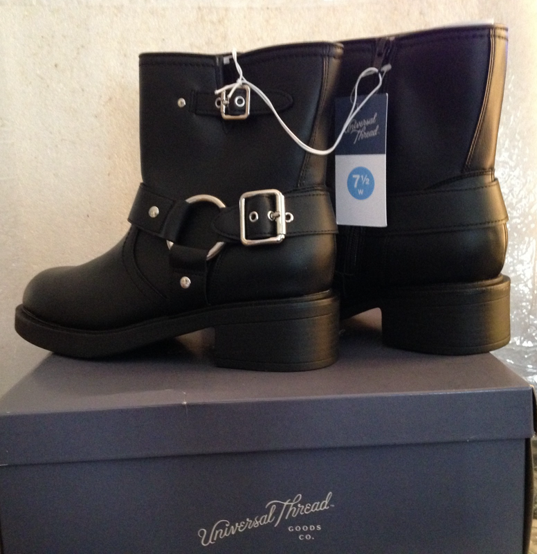 Universal Thread Womens Connor Side Zip Harness Buckle Ankle Boots Black 7.5 W