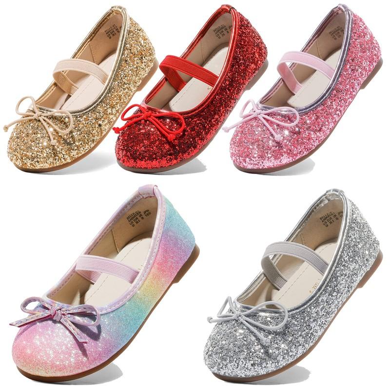 US Girls Flat Shoes Glitter Wedding Shoes Party Dress Shoes Slip On Ballet Flats