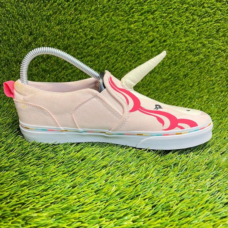 Vans Asher V Unicorn Girls Size 6Y Pink White Athletic Skate Shoes Sneakers