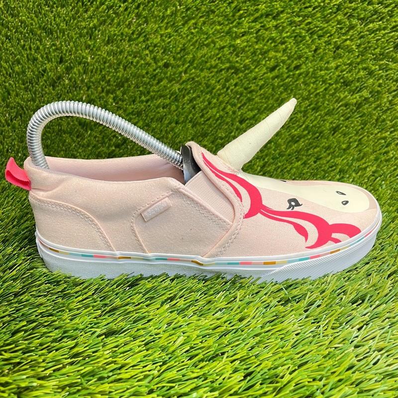 Vans Asher V Unicorn Girls Size 6Y Pink White Athletic Skate Shoes Sneakers
