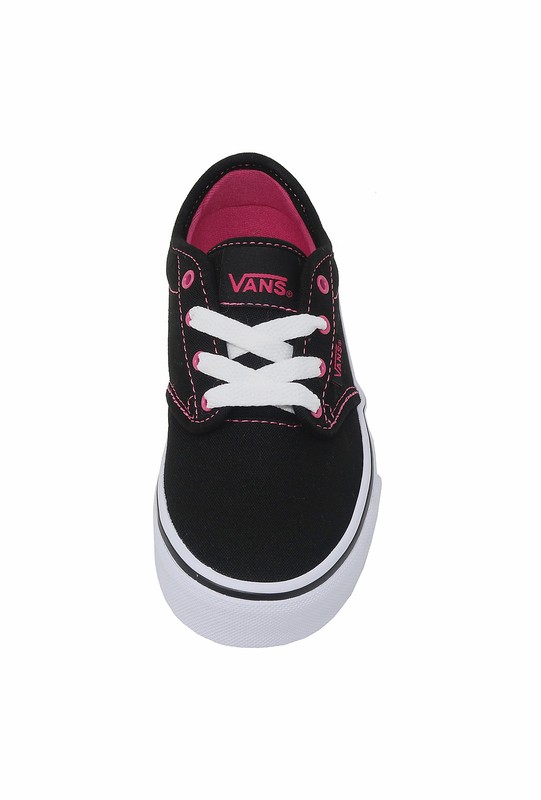 VANS Atwood Black Pink Canvas Lace Up Sneaker Little Kids Children Girls Shoes