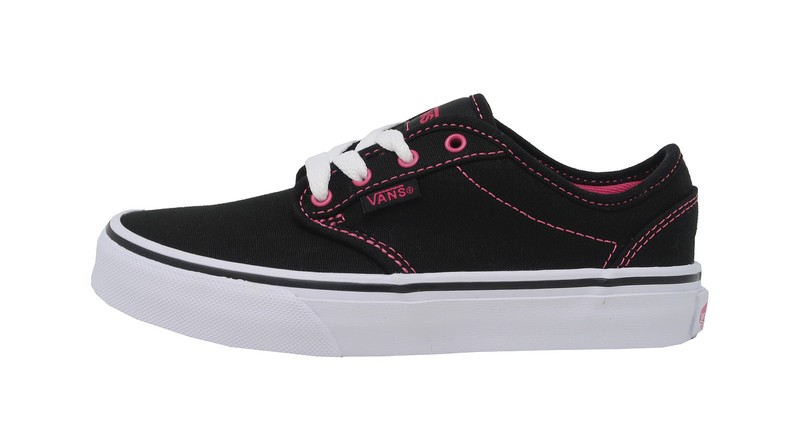 VANS Atwood Black Pink Canvas Lace Up Sneaker Little Kids Children Girls Shoes