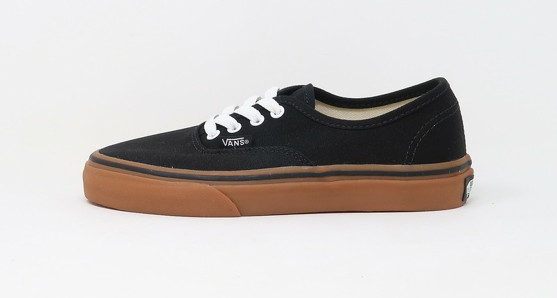 Vans Authentic Black Canvas Gum Bottom Big Kids Children Boys Girls Shoes