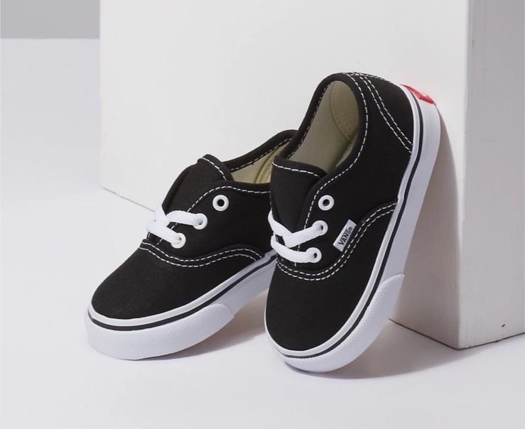 VANS Authentic Black/ White Toddler Kids Baby Canvas Skate Shoes Sneakers