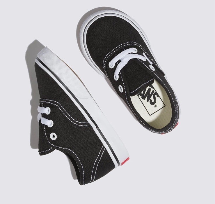 VANS Authentic Black/ White Toddler Kids Baby Canvas Skate Shoes Sneakers
