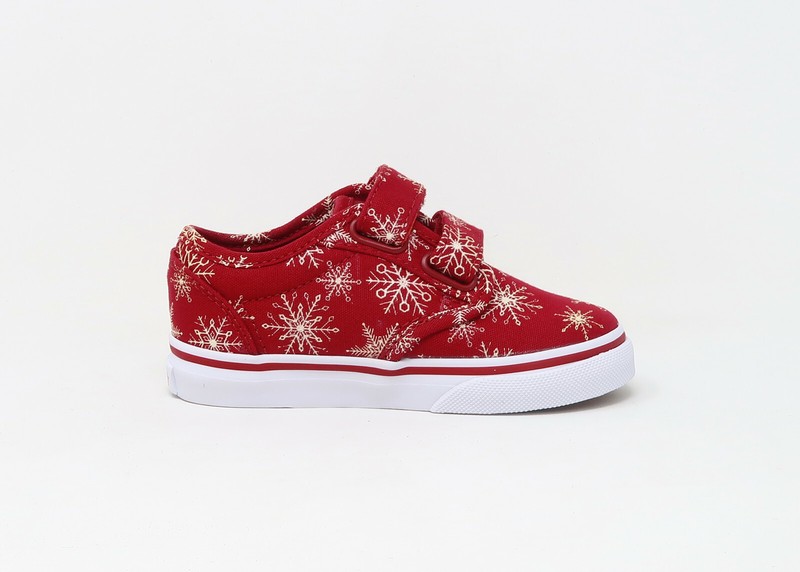 Vans Baby Atwood V2 Strap Snowflakes Red Canvas Toddlers Babies Boys Girls Shoes