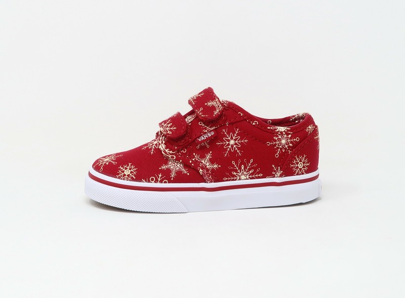Vans Baby Atwood V2 Strap Snowflakes Red Canvas Toddlers Babies Boys Girls Shoes