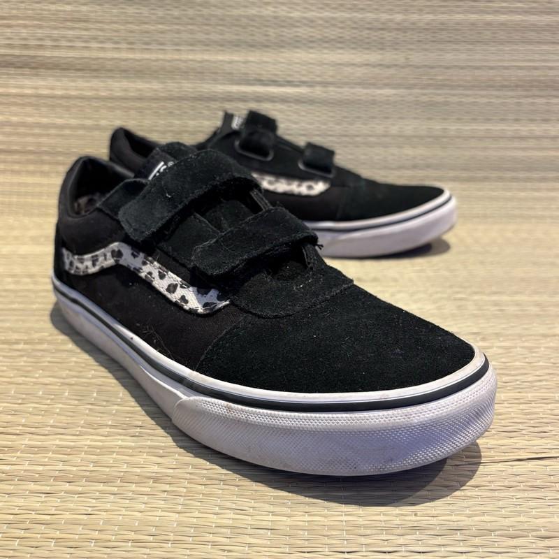 VANS Black Suede Leopard Print Low Top Sneakers Youth Big Girls Size 5