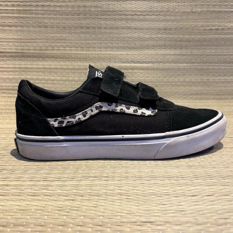 VANS Black Suede Leopard Print Low Top Sneakers Youth Big Girls Size 5