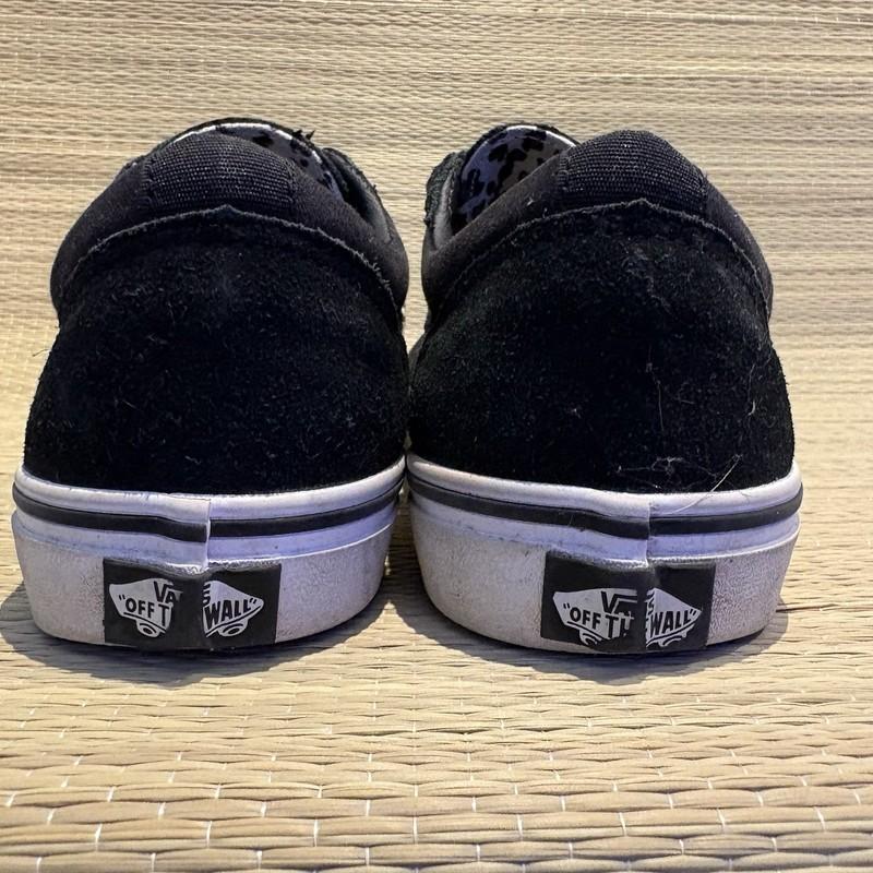 VANS Black Suede Leopard Print Low Top Sneakers Youth Big Girls Size 5