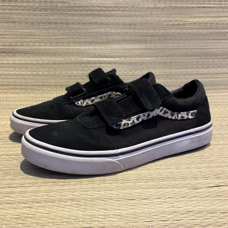 VANS Black Suede Leopard Print Low Top Sneakers Youth Big Girls size 5