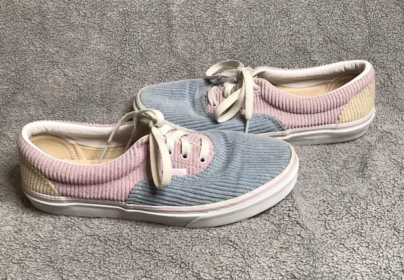 Vans Canvas Corduroy Sneakers Kids Size 7 Shoes 500714 Pink Blue White