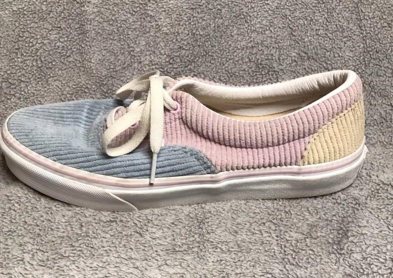 Vans Canvas Corduroy Sneakers Kids Size 7 Shoes 500714 Pink Blue White