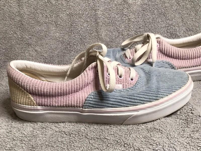Vans Canvas Corduroy Sneakers Kids Size 7 Shoes 500714 Pink Blue White