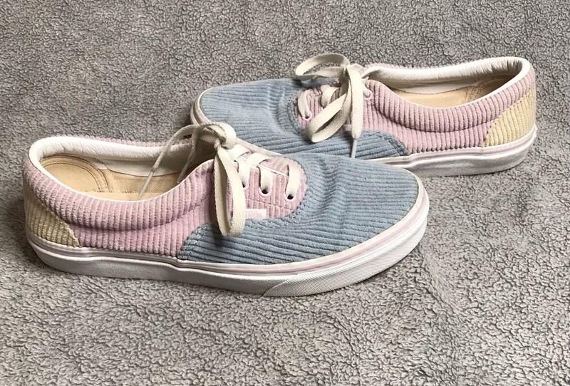 Vans Canvas Corduroy Sneakers Kids Size 7 Shoes 500714 Pink Blue White
