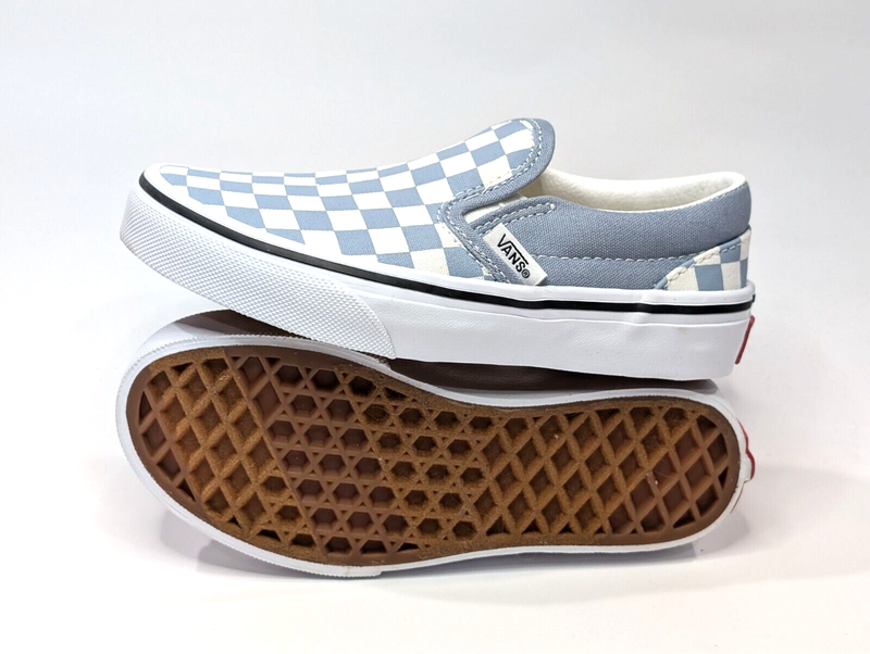 Vans Classic Checkerboard Light Blue/White Boy's Slip On Skate Shoes-Sz 12 NWOB