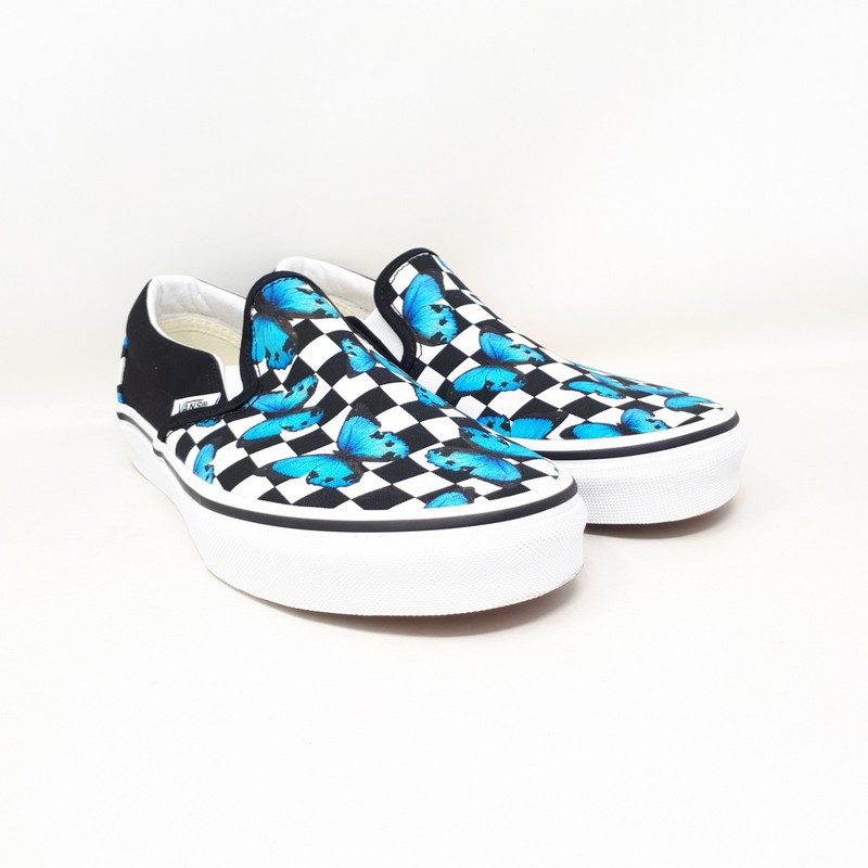 Vans Classic Slip On Butterfly Checkerboard Authentic Shoe Sneaker Womens Size