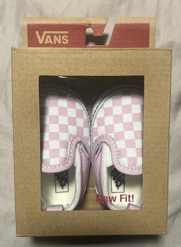 Vans Infant Slip On Pink White Checkered Sneakers Size US 2.0 Crib Shoes