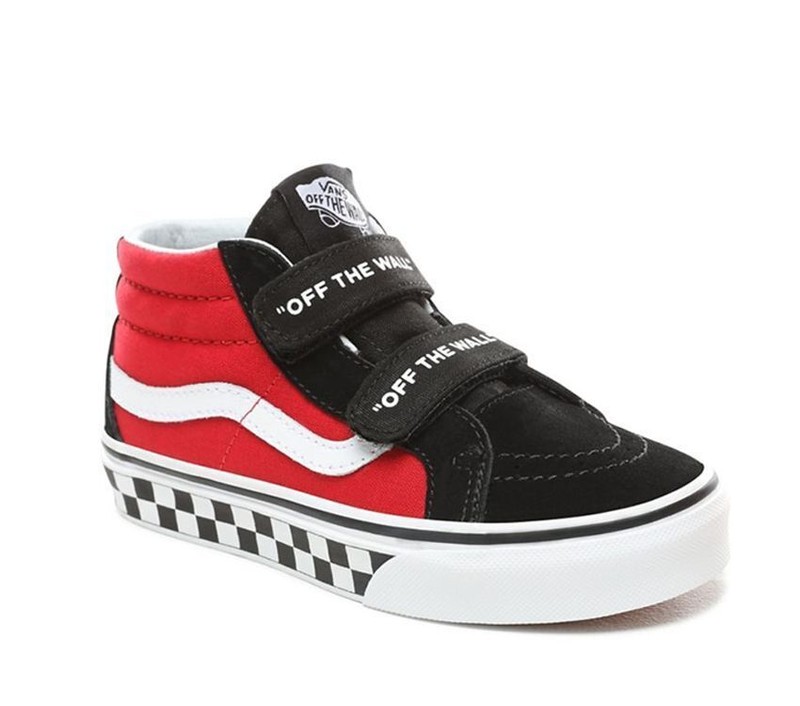 VANS KIDS STYLE SK8-MID REISSUE V YOUTH OLD SKOOL LOGO POP BLACK / RED SK8-HI Y