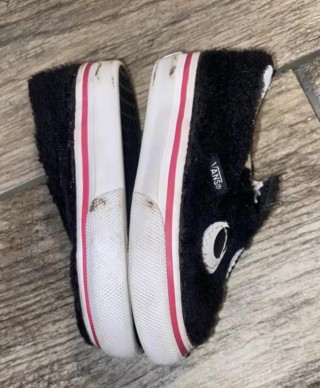 Vans Kids Toddler Baby Fuzzy Black Eye Shoes Size 4 Slip On