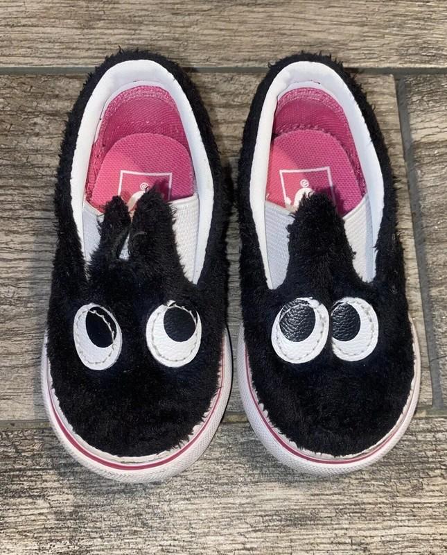 Vans Kids Toddler Baby Fuzzy Black Eye Shoes Size 4 Slip On