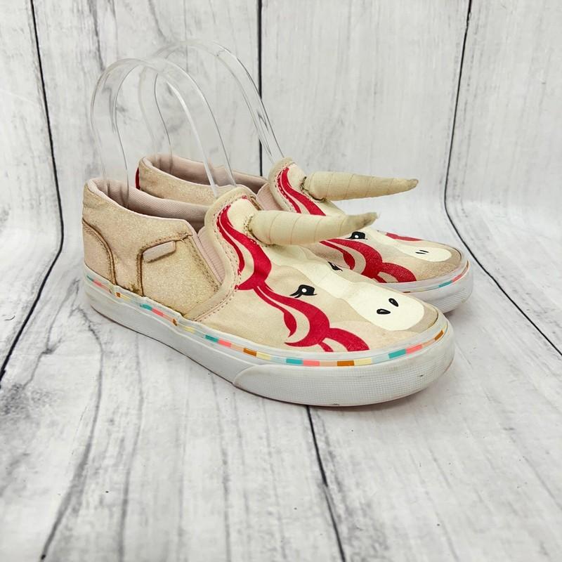 VANS Missy 2 Girls Pink Cream Unicorn Slip On Sneakers Shoes